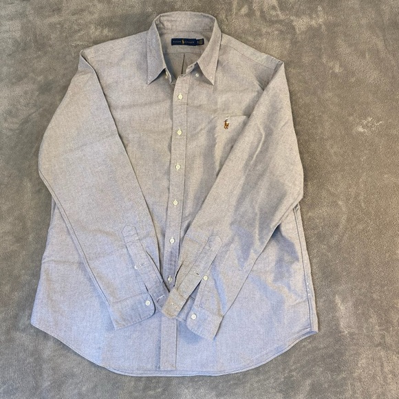 Ralph Lauren Men’s 100% Cotton Long Sleeve Button Down Grey Color Flesh Pony XL - Picture 1 of 10